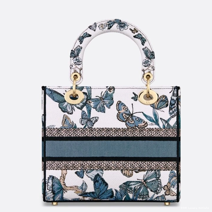 Cheap D-lite Lady Blue White Bag de Canvas Toile Jouy Medium Motif Mexico 0728 Luxury